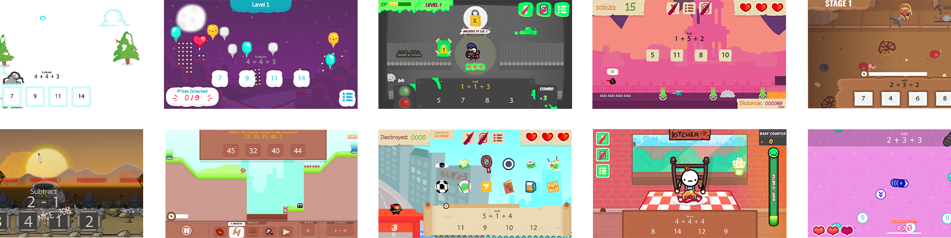Screenshots of premium Math Games